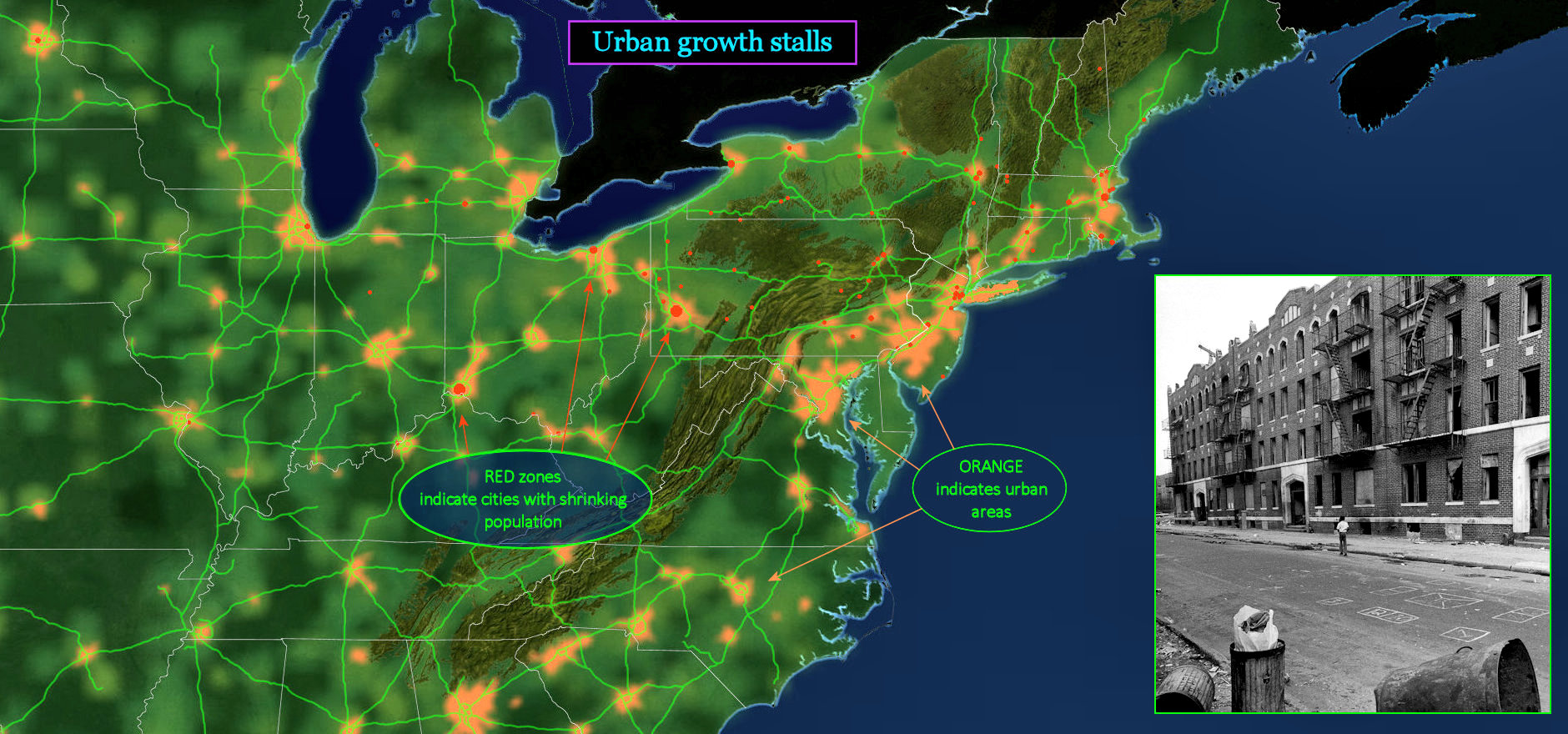 Urban decline, 1970s map